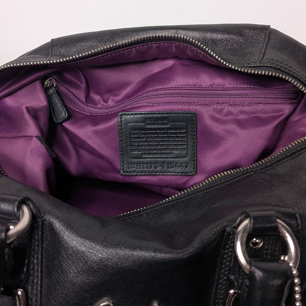 Coach Ashley Convertible Leather Satchel Hand Shoulder Bag Purse Black - Picture 10 of 15